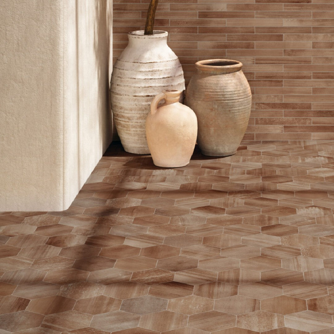 Crossville-8-x-8-Cotto-Moderno-Matte-Porcelain-Flat-Hexagon-Tile-Marron