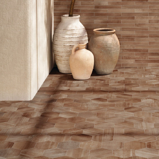 Crossville-8-x-8-Cotto-Moderno-Matte-Porcelain-Flat-Hexagon-Tile-Marron