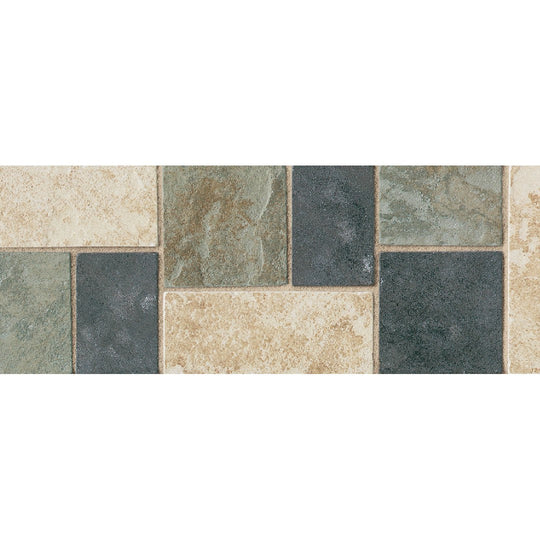 Daltile-Continental-Slate-4-x-12-Matte-Ceramic-Deco-Border-Floor-Tile-Beige-|-Green-|-Black