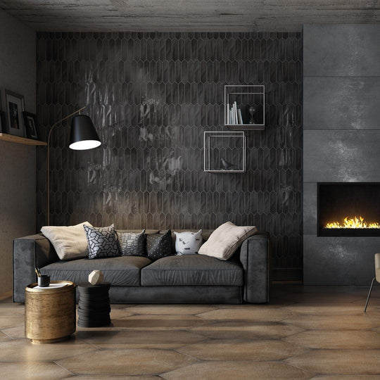 Tesoro-3-x-12-Crayons-Pressed-Glossy-Ceramic-Picket-Wall-Tile-Charcoal