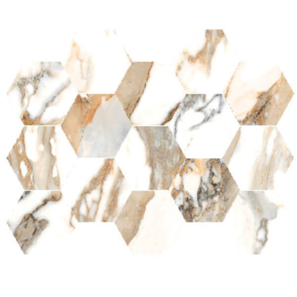 Happy Floors Crash 10" x 14" Natural Porcelain Hexagon Mosaic