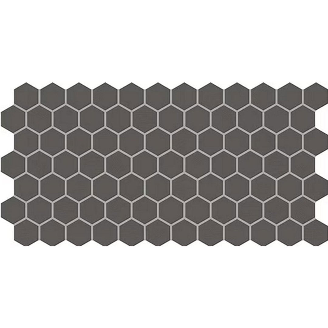 Daltile-Keystones-12-x-24-Matte-Porcelain-2-Hexagon-Mosaic-Black-|-Ebony