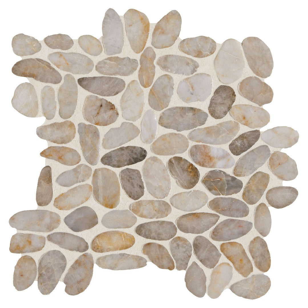 Daltile Decorative Accents 12" x 12" Saw Cut Natural Stone River Pebble Mosaic