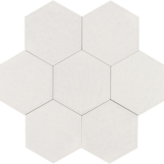 Tesoro 7" x 8" Albatross Hex Glossy Hexagon Deco Ceramic Tile
