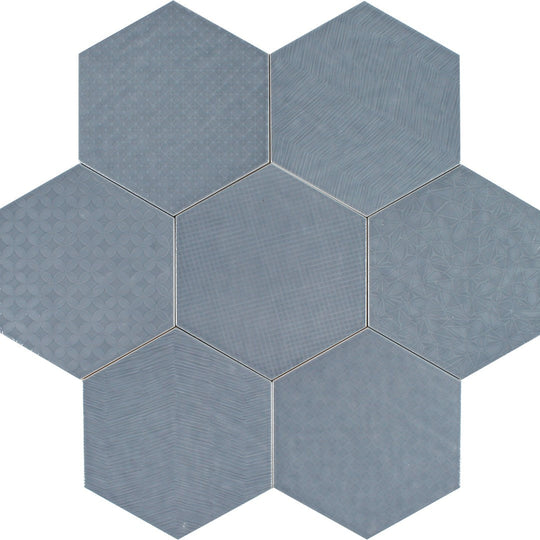 Tesoro 7" x 8" Albatross Hex Glossy Hexagon Deco Ceramic Tile