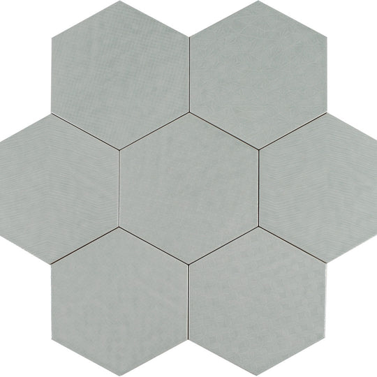 Tesoro 7" x 8" Albatross Hex Glossy Hexagon Deco Ceramic Tile