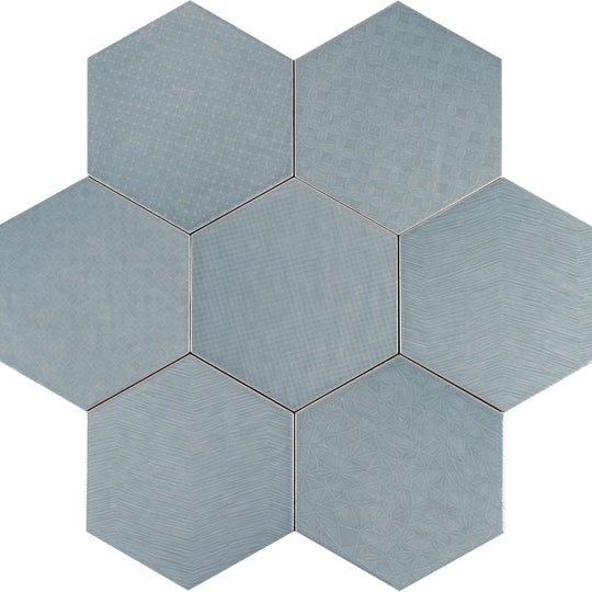 Tesoro 7" x 8" Albatross Hex Glossy Hexagon Deco Ceramic Tile