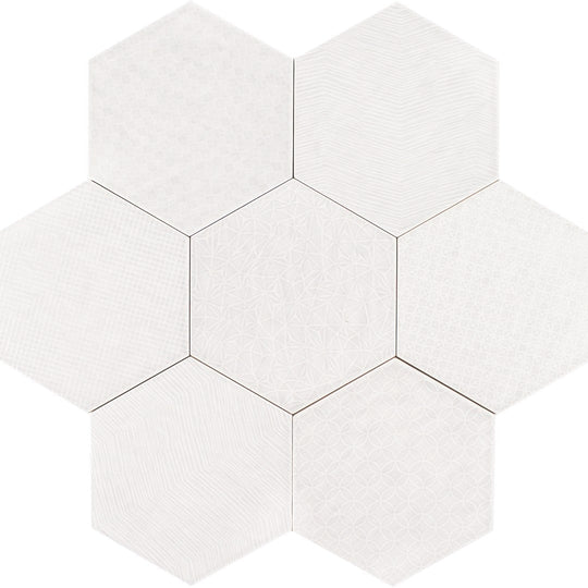 Tesoro 7" x 8" Albatross Hex Glossy Hexagon Deco Ceramic Tile