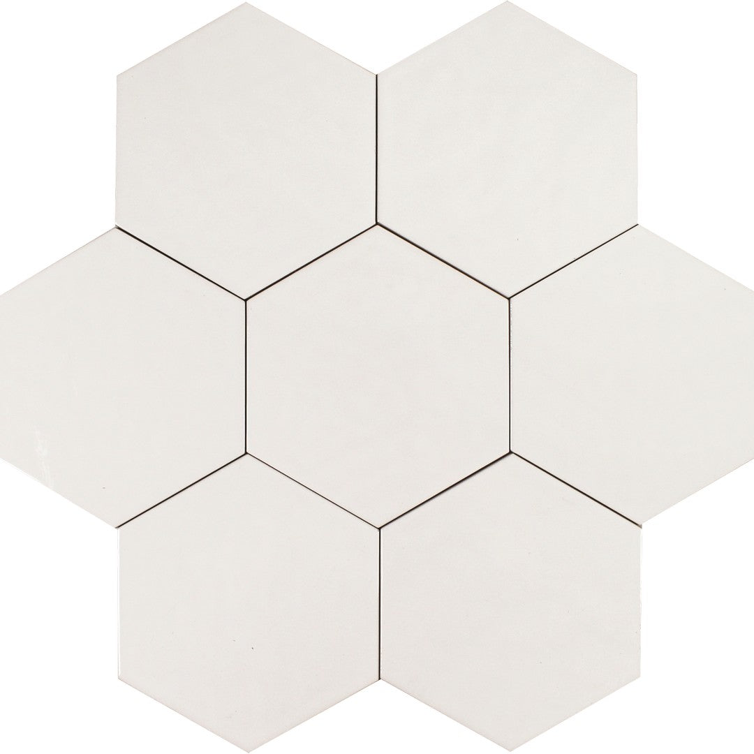 Tesoro 7" x 8" Albatross Hex Glossy Hexagon Ceramic Tile