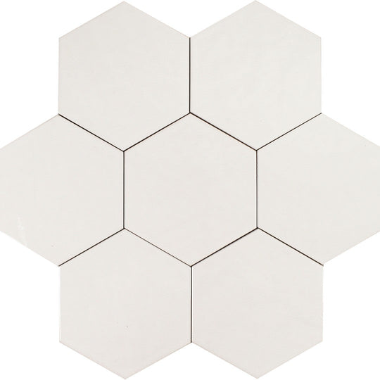 Tesoro 7" x 8" Albatross Hex Glossy Hexagon Ceramic Tile