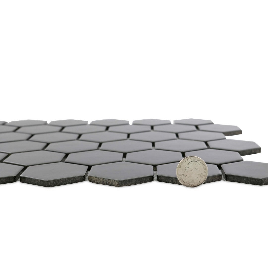 Bedrosians-Le-Cafe-10.25-x-11.75-Hexagon-Matte-Porcelain-1-Mosaic-Black