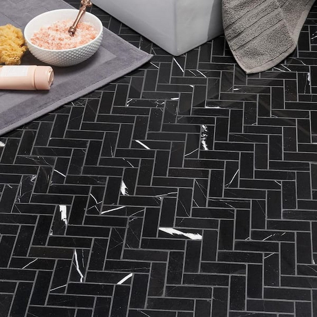 Bedrosians-Le-Cafe-10.88-x-12.44-Glossy-Porcelain-Herringbone-Mosaic-Black