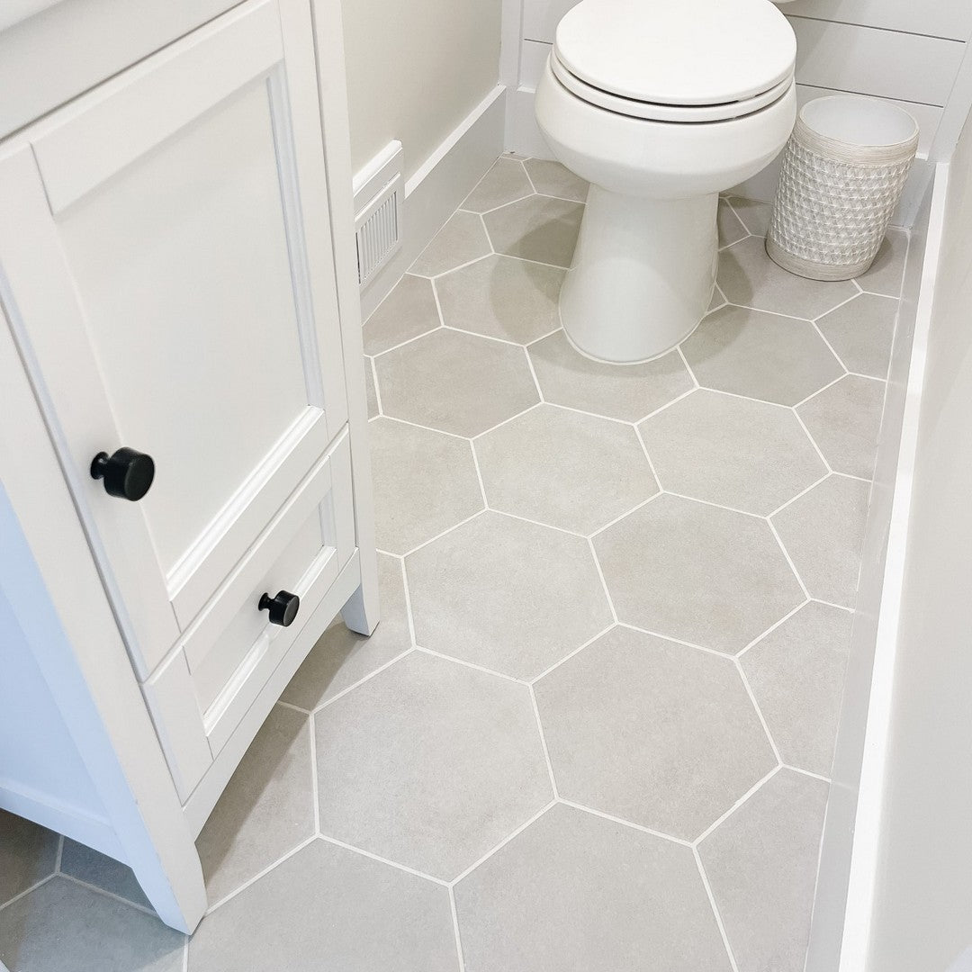 Bedrosians-Makoto-10-x-11.5-Porcelain-Hexagon-Tile-Kumo-Grey