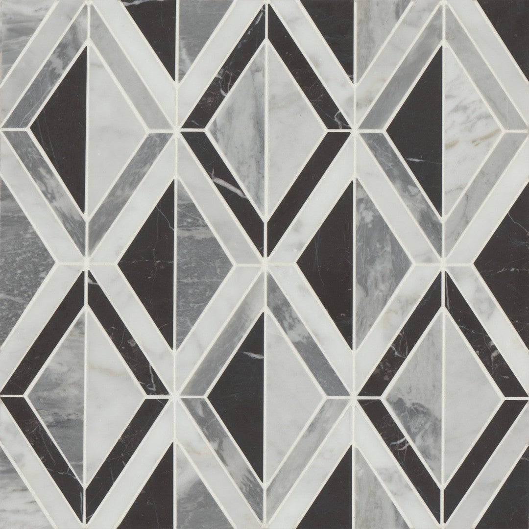 Bedrosians Modni 10.25" x 16" Arlo Honed Marble Mosaic Tile