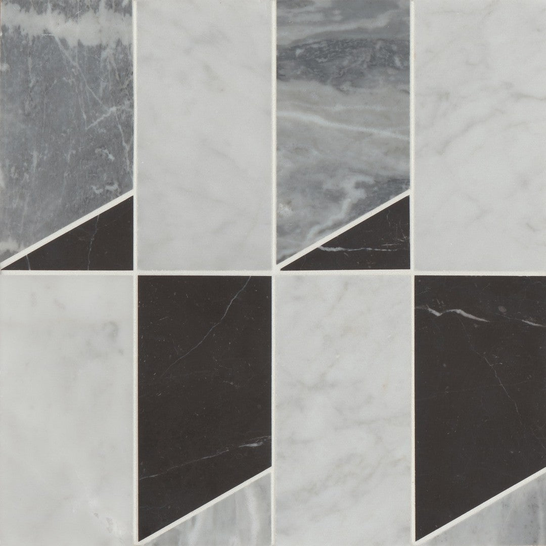 Bedrosians Modni 12" x 12" Jett Honed Marble Mosaic Tile