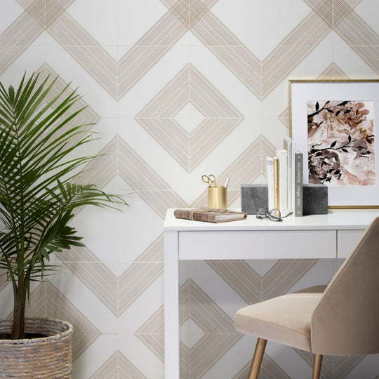 Decortiles-12-x-12-Outline-Satin-1-Double-Diagonal-Pattern-Ceramic-Deco-Wall-Tile-White-Gold