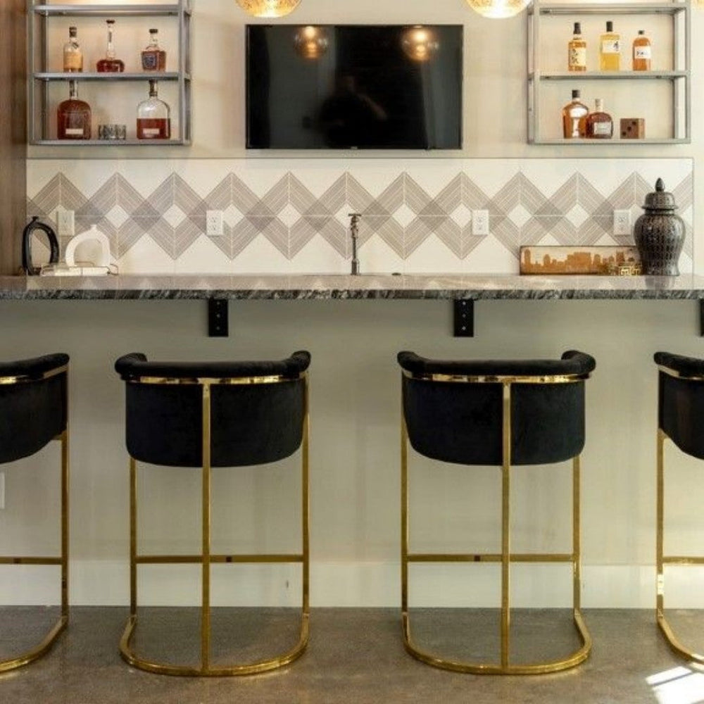 Decortiles-12-x-12-Outline-Satin-2-V-Pattern-Ceramic-Deco-Wall-Tile-White-Silver