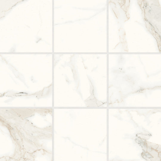 Bedrosians Magnifica 12" x 12" Calacatta Super White Honed 4" Mosaic