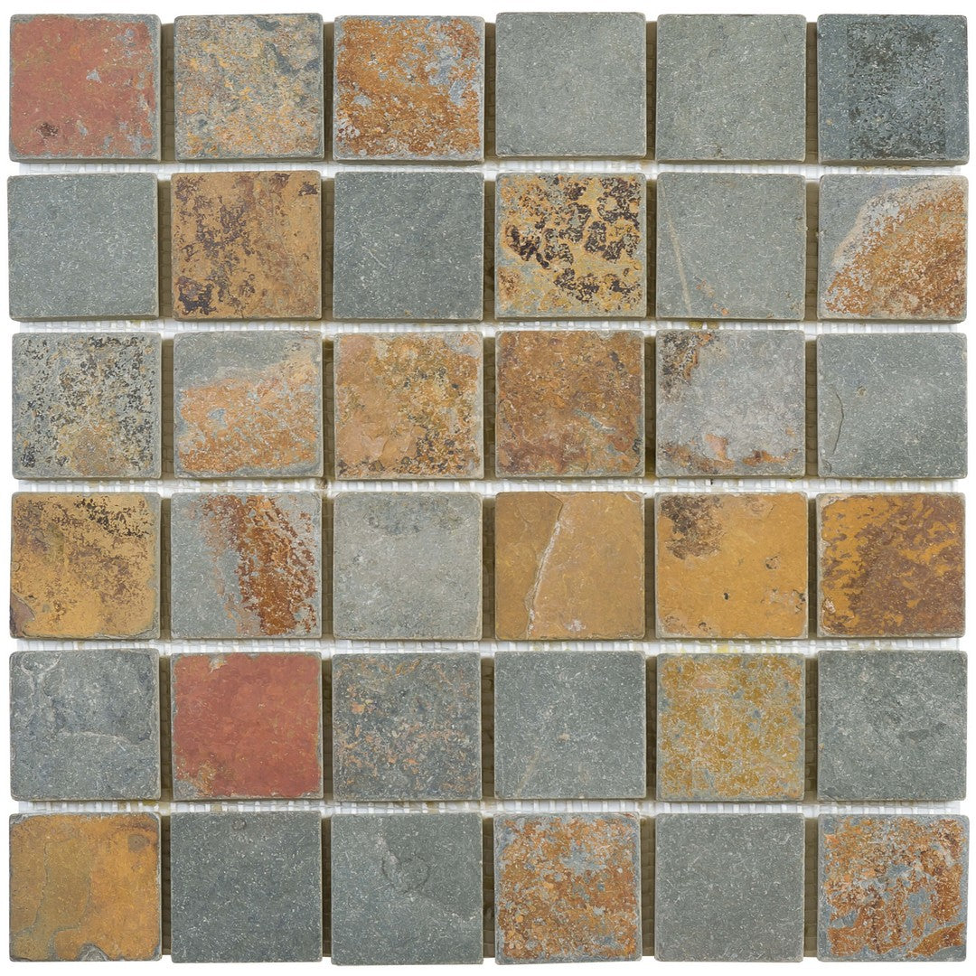 Bati Orient 11.8" x 11.8" White & Grey Marble Classic Slate 2" Mosaic