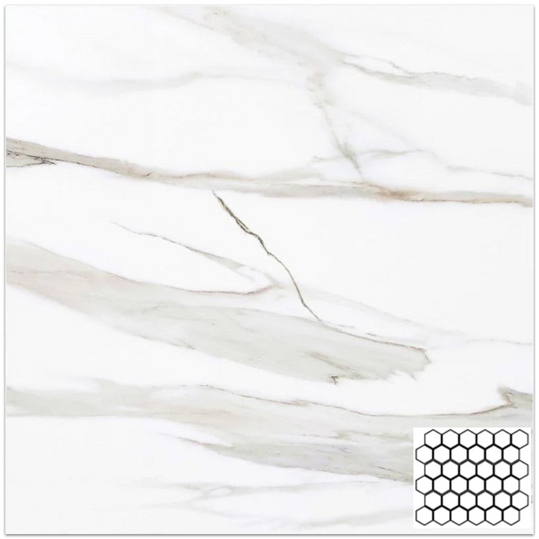 Tesoro 10.5" x 12" Vintage Matte 2" Hexagon Porcelain Mosaic