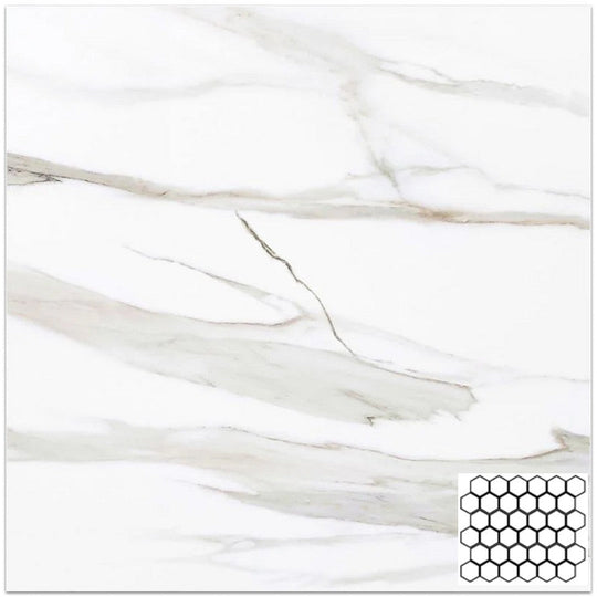 Tesoro 10.5" x 12" Vintage Matte 2" Hexagon Porcelain Mosaic