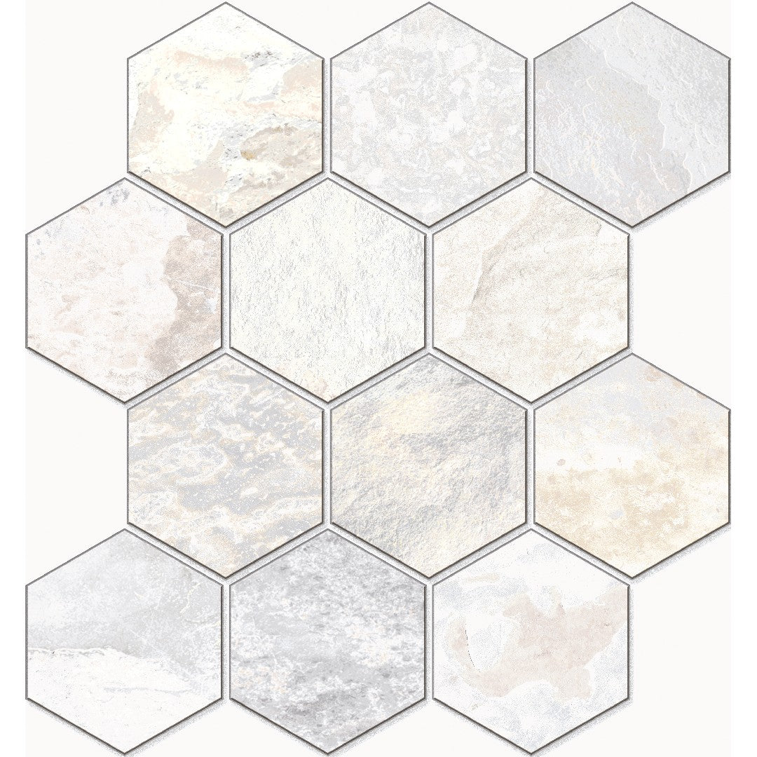 Edimax Astor 12" x 13" More Natural Porcelain 4" Hexagon Mosaic