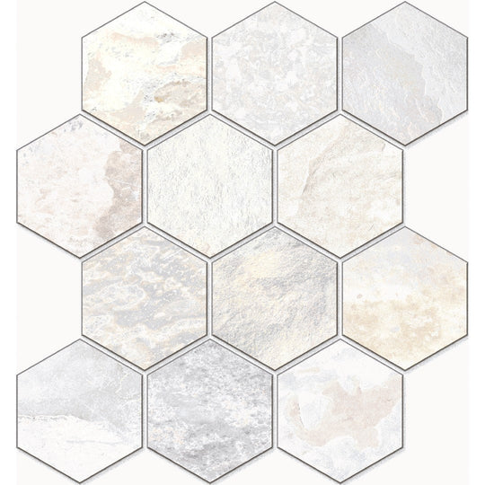 Edimax Astor 12" x 13" More Natural Porcelain 4" Hexagon Mosaic