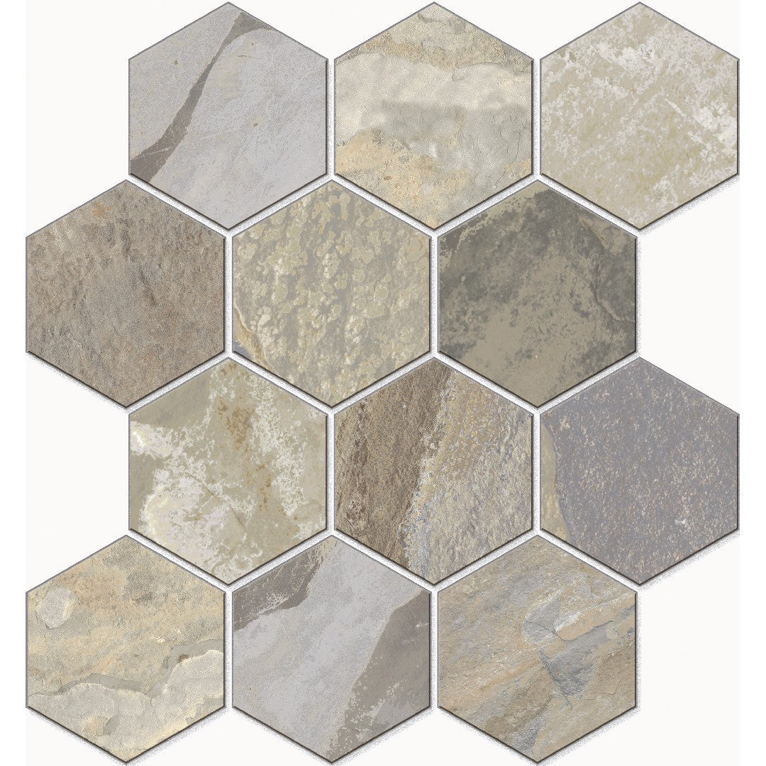 Edimax Astor 12" x 13" More Natural Porcelain 4" Hexagon Mosaic