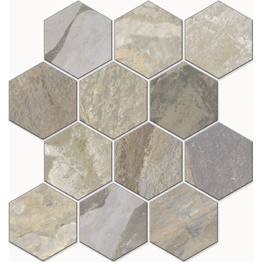 Edimax Astor 12" x 13" More Natural Porcelain 4" Hexagon Mosaic