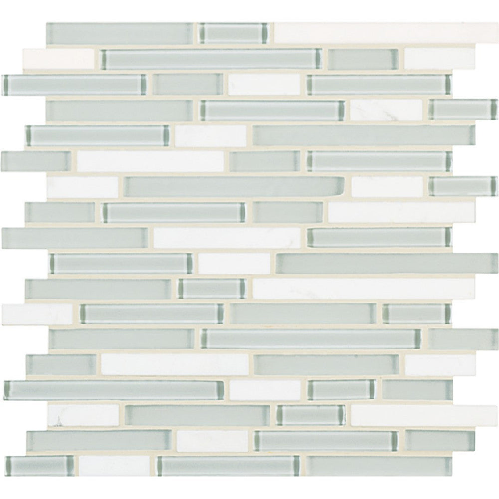 Crossville 11.75" x 13" Ebb & Flow Natural Stone and Glass Mixed Linear Mosaic