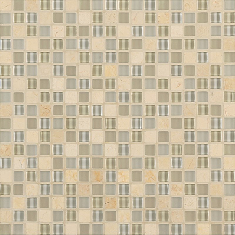 Crossville 11.75" x 11.75" Ebb & Flow Natural Stone and Glass 0.5" Mosaic