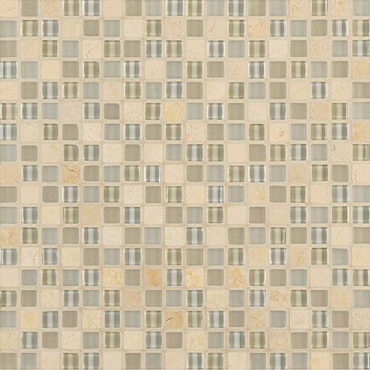 Crossville 11.75" x 11.75" Ebb & Flow Natural Stone and Glass 0.5" Mosaic