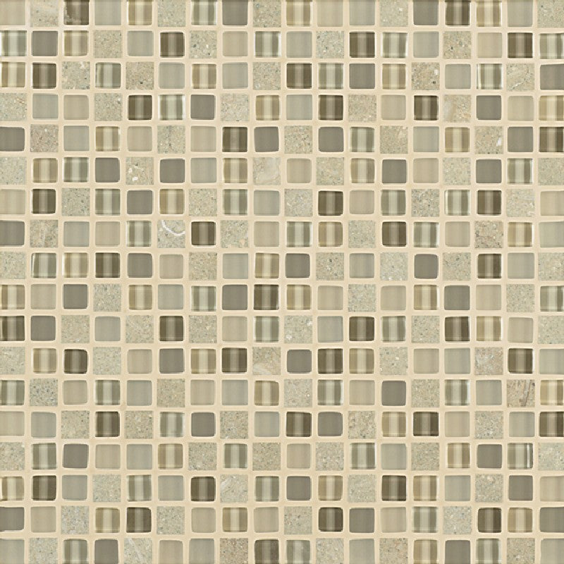 Crossville 11.75" x 11.75" Ebb & Flow Natural Stone and Glass 0.5" Mosaic