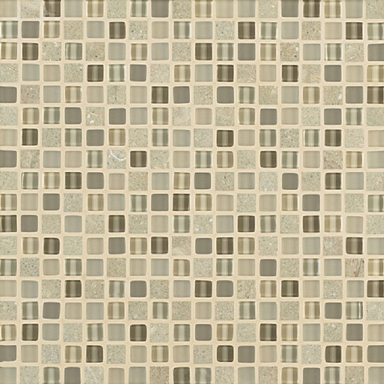 Crossville 11.75" x 11.75" Ebb & Flow Natural Stone and Glass 0.5" Mosaic