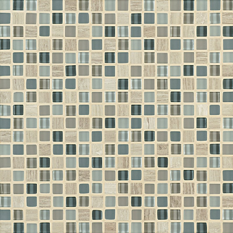 Crossville 11.75" x 11.75" Ebb & Flow Natural Stone and Glass 0.5" Mosaic