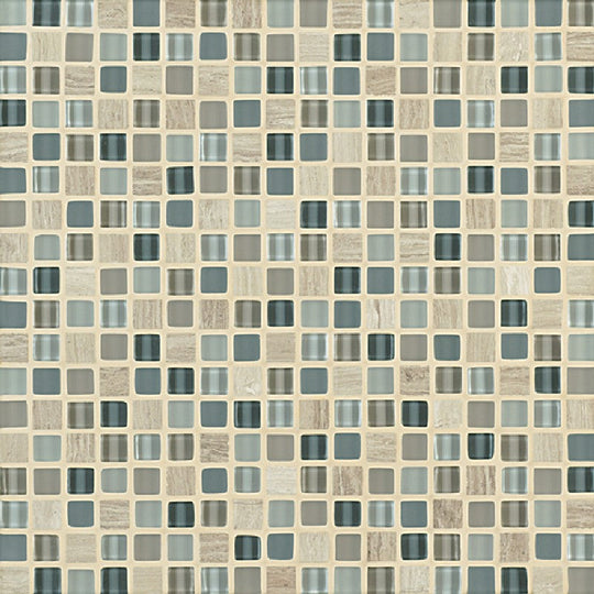 Crossville 11.75" x 11.75" Ebb & Flow Natural Stone and Glass 0.5" Mosaic