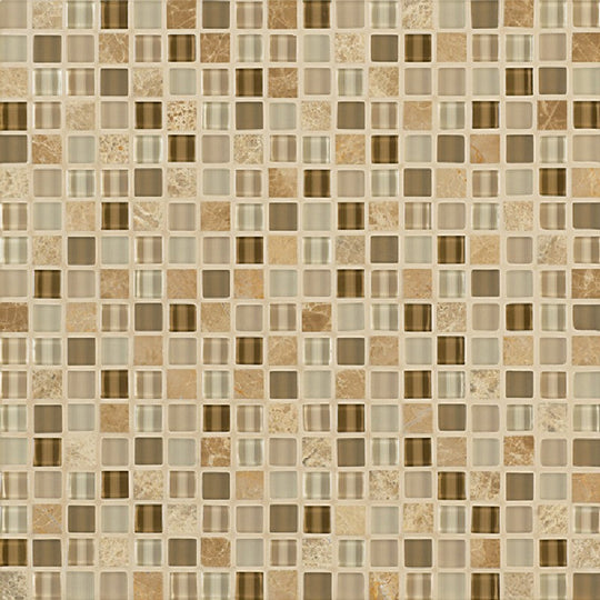 Crossville 11.75" x 11.75" Ebb & Flow Natural Stone and Glass 0.5" Mosaic