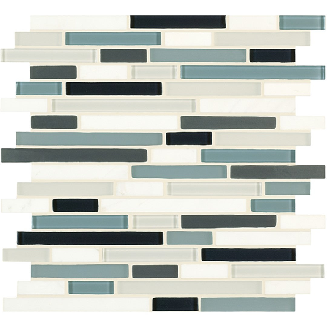Crossville 11.75" x 13" Ebb & Flow Natural Stone and Glass Mixed Linear Mosaic