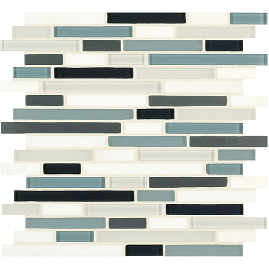 Crossville 11.75" x 13" Ebb & Flow Natural Stone and Glass Mixed Linear Mosaic