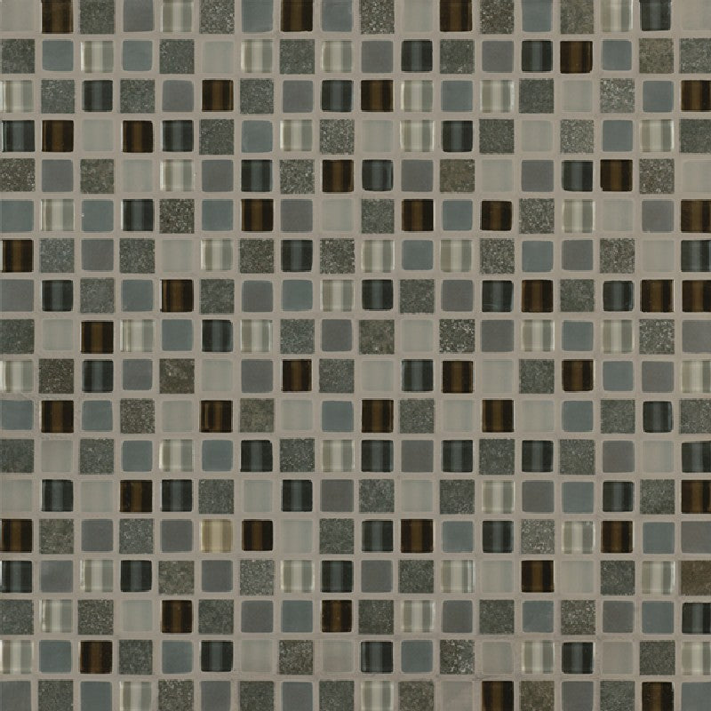 Crossville 11.75" x 11.75" Ebb & Flow Natural Stone and Glass 0.5" Mosaic