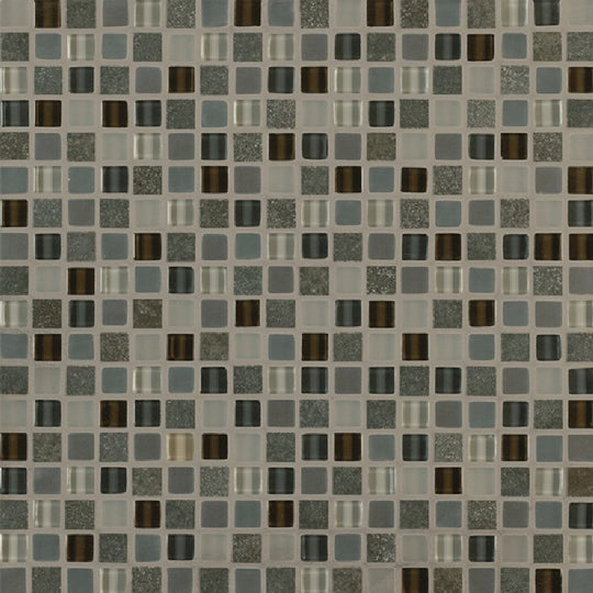Crossville 11.75" x 11.75" Ebb & Flow Natural Stone and Glass 0.5" Mosaic