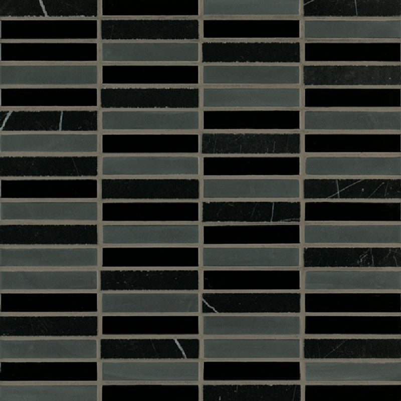 Crossville 11.75" x 11.75" Ebb & Flow Natural Stone and Glass 0.5x3" Stacked Mosaic