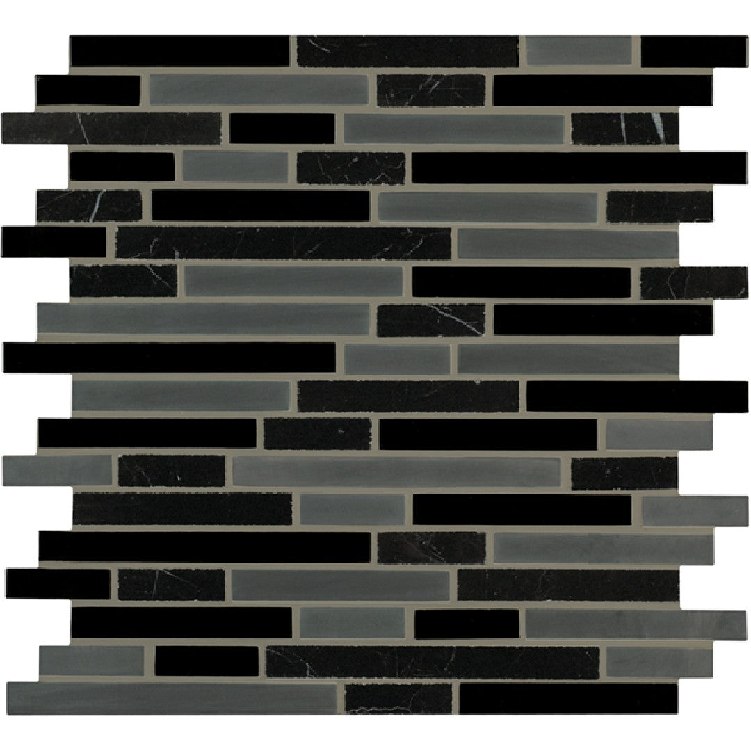 Crossville 11.75" x 13" Ebb & Flow Natural Stone and Glass Mixed Linear Mosaic