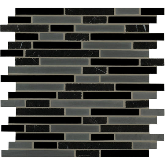 Crossville 11.75" x 13" Ebb & Flow Natural Stone and Glass Mixed Linear Mosaic