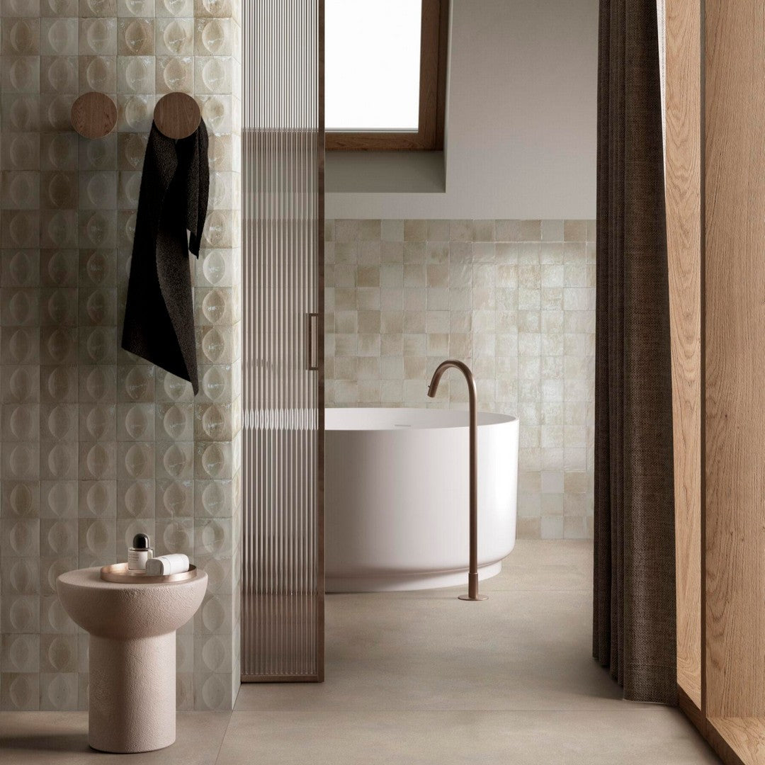 Tesoro-4-x-4-Gleeze-Pressed-Glossy-3D-Egg-Deco-Porcelain-Tile-Beige