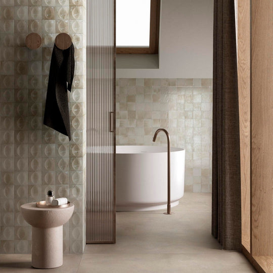Tesoro-4-x-4-Gleeze-Pressed-Glossy-3D-Egg-Deco-Porcelain-Tile-Beige