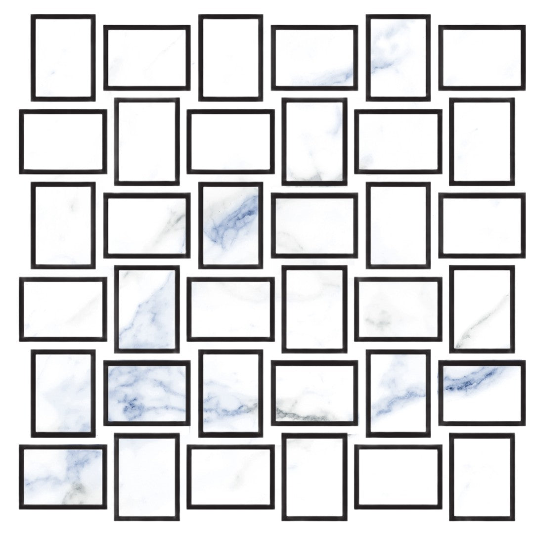 Tesoro 10.25" x 11.75" Indigo Rectified Matte Basketweave Porcelain Mosaic