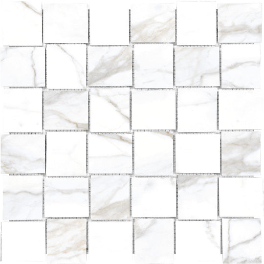 Tesoro 11.75" x 11.75" Lucca Rectified Polished Porcelain Basketweave Mosaic