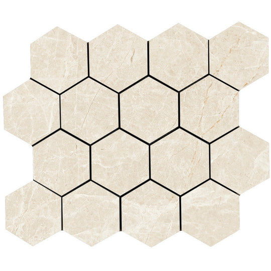 Tesoro 10.25" x 11.75" Lucca Rectified Matte Porcelain 3" Hexagon Mosaic