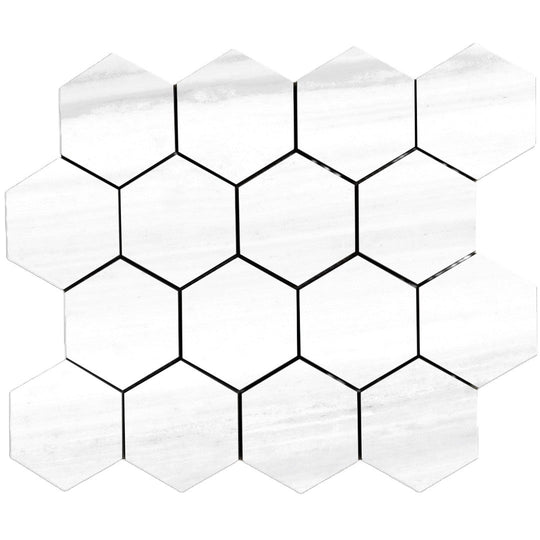 Tesoro 10.25" x 11.75" Lucca Rectified Polished Porcelain 3" Hexagon Mosaic